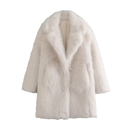 Loose Fashion Mid-length Fur Overcoat Coat